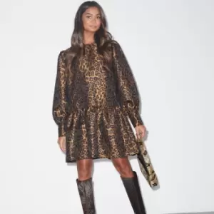 Image of Never Fully Dressed Womens Leopard Minnie Dress - Brown - UK 8