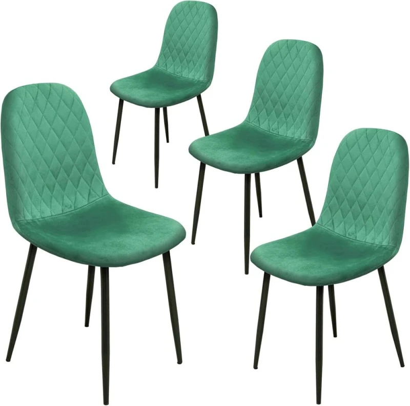 Image of Alivio Ergonomic Velvet Dining Chairs for Indoor Outdoor (Pack of 4) in Green Green Unisex