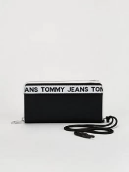 Image of Tommy Jeans Logo Ziparound Purse - Black