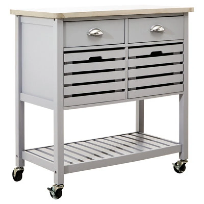 Image of Premier Housewares Interiors By Premier Compact Grey Kitchen Trolley, Sturdy Kitchen Trolley For Entertaining Guests, Versatile Kitchen Trolley