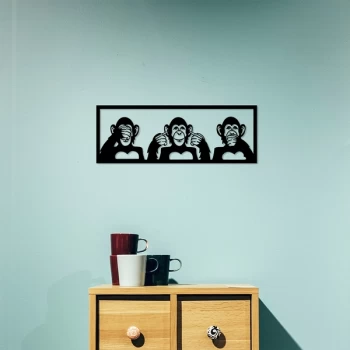 Image of Three Monkeys - S Black Decorative Metal Wall Accessory