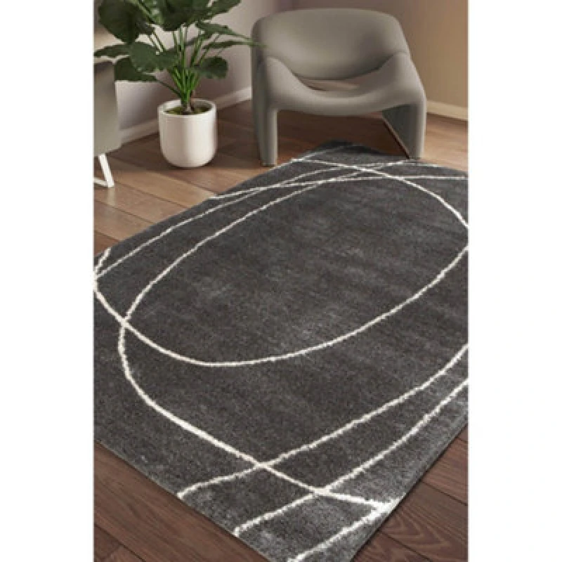 Image of Melrose Squiggle Grey Coloured X-Large Area Indoor Rug 200/290Cm