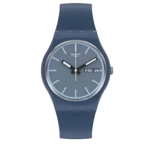 Image of Swatch Knock Nap Quartz Blue Dial Blue Silicone Strap Unisex Watch SO28N701