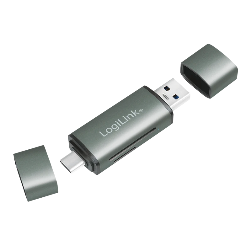 Image of LogiLink USB 3.0 Cardreader. USB-A / USB-C. SD/ microSD. aluminum