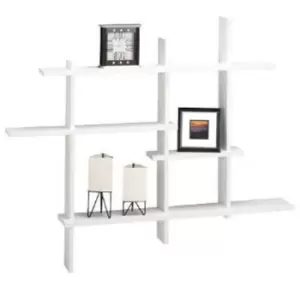 Image of Techstyle Lattice Floating Geometric Retro Wall Display Storage Accent Shelf White
