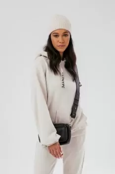 Image of HYPE WOMENS STONE KNITTED DRAWSTRING HOODIE