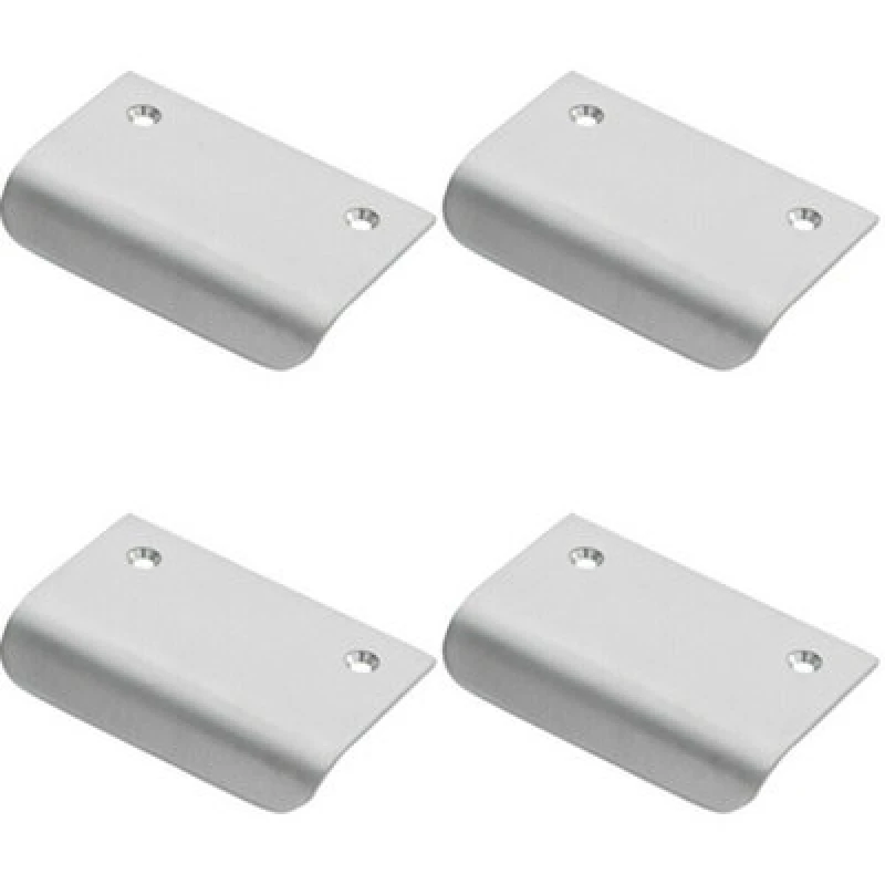 Image of Loops 4x Semi Concealed Cabinet Finger Pull Handle 52mm Fixing Centres Satin Chrome Multi unisex