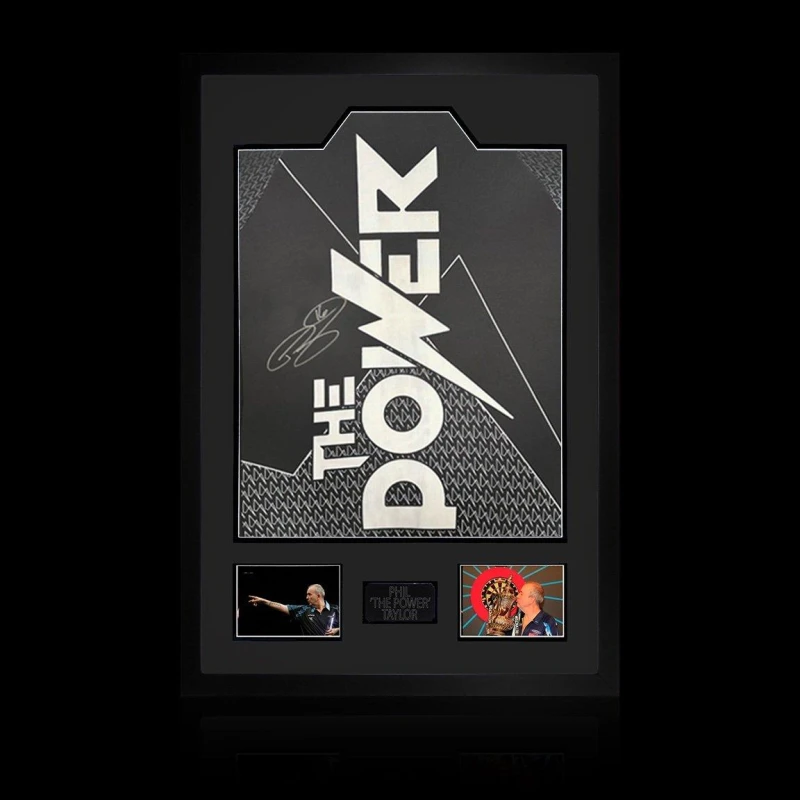 Image of The Fan Cave Phil Taylor Signed Shirt Premium Frame Purple unisex 850mm x 60