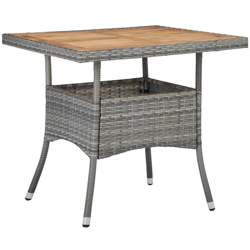 Image of VIDAXL Outdoor Dining Table Grey Poly Rattan and Solid Acacia Wood Vidaxl 8719883727226