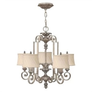 Image of 5 Light Multi Arm Chandelier Silver Leaf Finish, E14