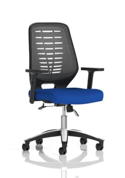 Image of Relay Relay Task Operator Chair Bespoke Colour Silver Back Stevia Blue With Height Adjustable Arms KCUP2075