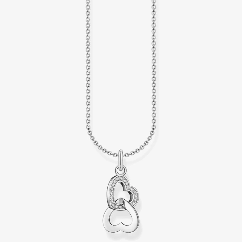 Image of Essentials Sterling Silver Intertwined Hearts With Zirconia Necklace KE2267-051-14-L45V