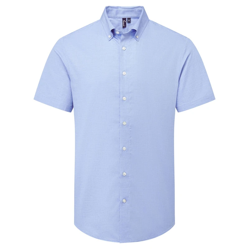 Image of Premier Premier Men Supreme Oxford Short-Sleeved Formal Shirt in Blue Size: X-Small Blue XS Male 5063703959551