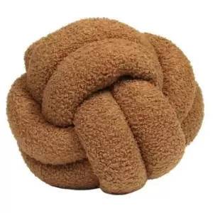 Image of Furn Boucle Fleece Knotted Cushion (One Size) (Ginger) - Ginger