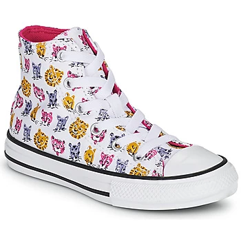 Image of Converse CHUCK TAYLOR ALL STAR JUNGLE CATS HI Girls Childrens Shoes (High-top Trainers) in White,4,5,9.5 toddler,10 kid,11 kid,11.5 kid,12 kid,13 kid,