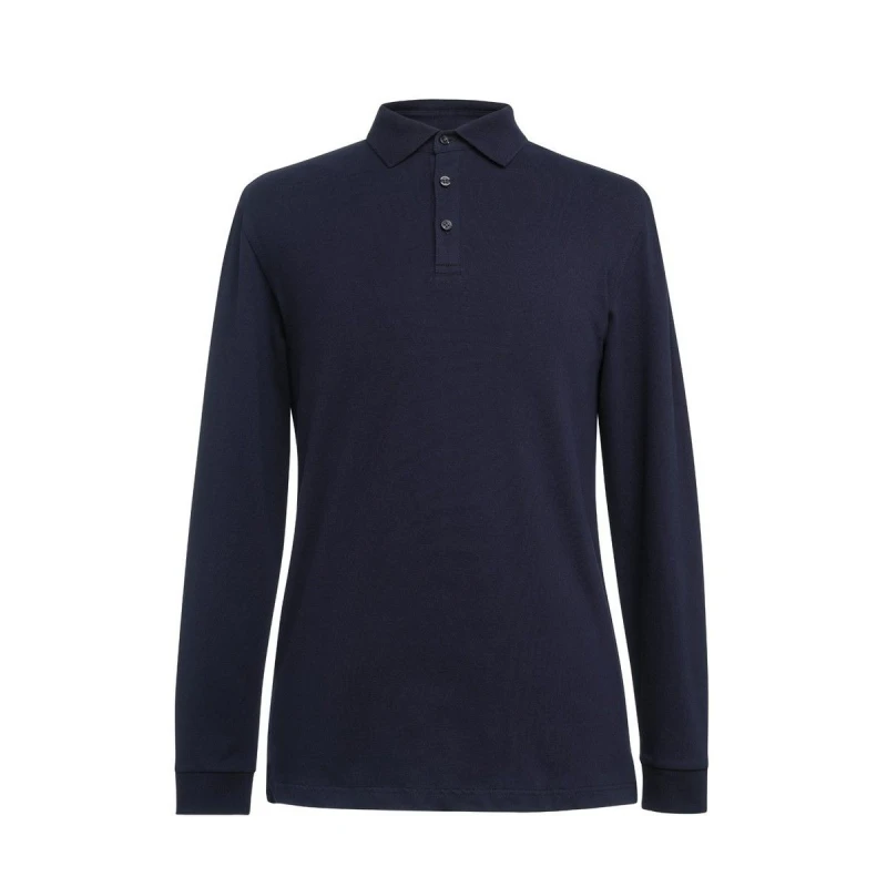 Image of Brook Taverner Brook Taverner Men Frederick Long-Sleeved Polo Shirt in Navy Size: Small Navy S Male 5063425959204
