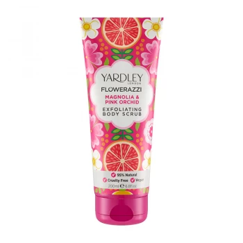 Image of Yardley Flowerazzi Magnolia Pink Orchid Body Scrub 200ml