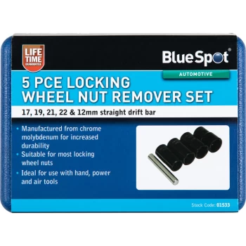 Image of Bluespot - 01533 5 Piece Locking Wheel Nut Remover Set