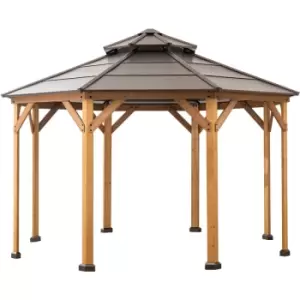 Image of Cedar wood Gazebo EggI in Brown - 395cm x 395cm, brown