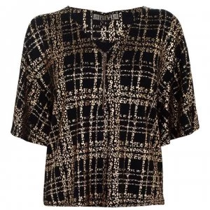 Image of Biba Check Zip Top - Black