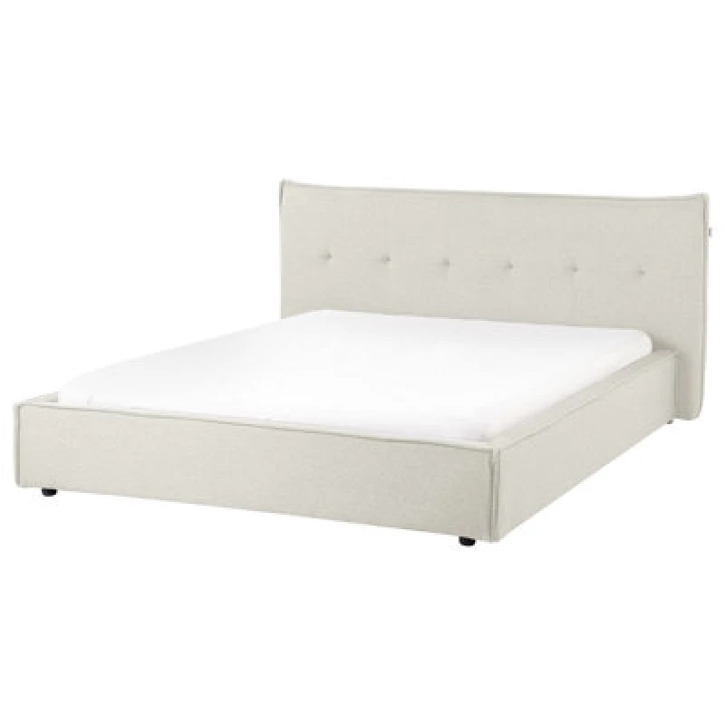 Image of Beliani Bed Faux Linen Lestre 160 X 200 Cm (Eu King Size) Off-White