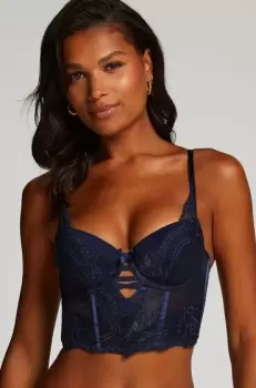 Image of Hunkemoller Kimberley Padded Longline Underwired Bra Blue