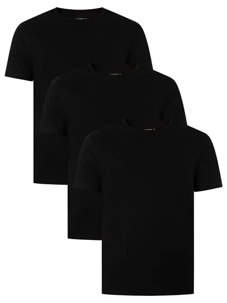 Image of Lacoste 3 Pack Crew T-Shirt Black XL