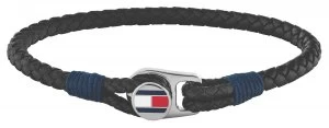 Image of Tommy Hilfiger Mens Casual Black Leather Bracelet Jewellery