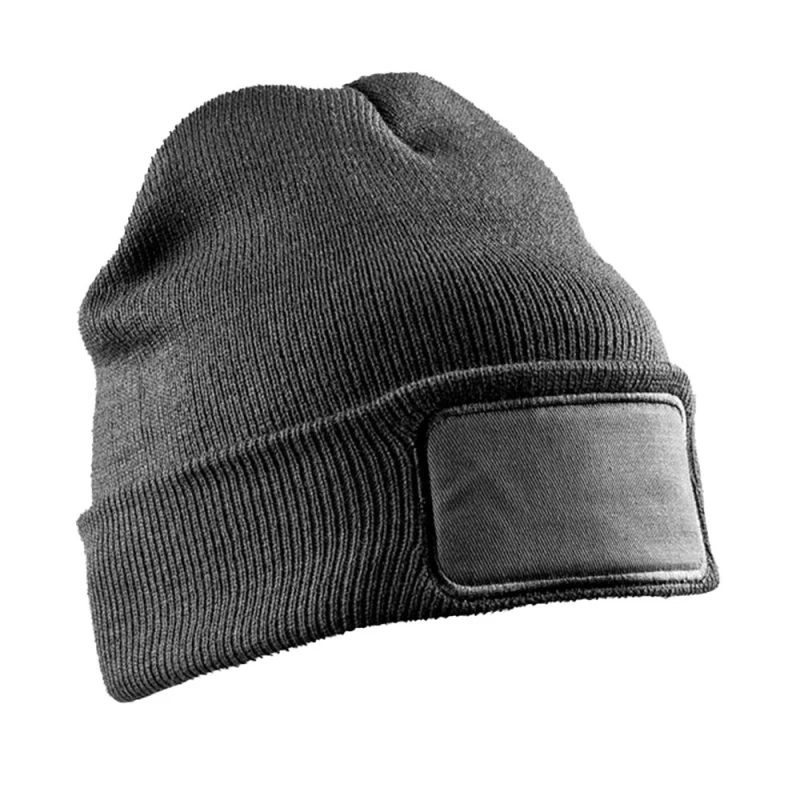 Image of Result Result Men Double Knit Printable Beanie in Grey Grey One Size Male 5063425903696