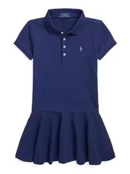 Image of Ralph Lauren Girls Peplum Hem Polo Shirt Dress - Navy, Size 4 Years, Women