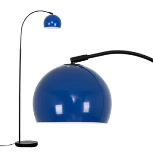 Image of Curva Floor Lamp in Black with Navy Blue Shade