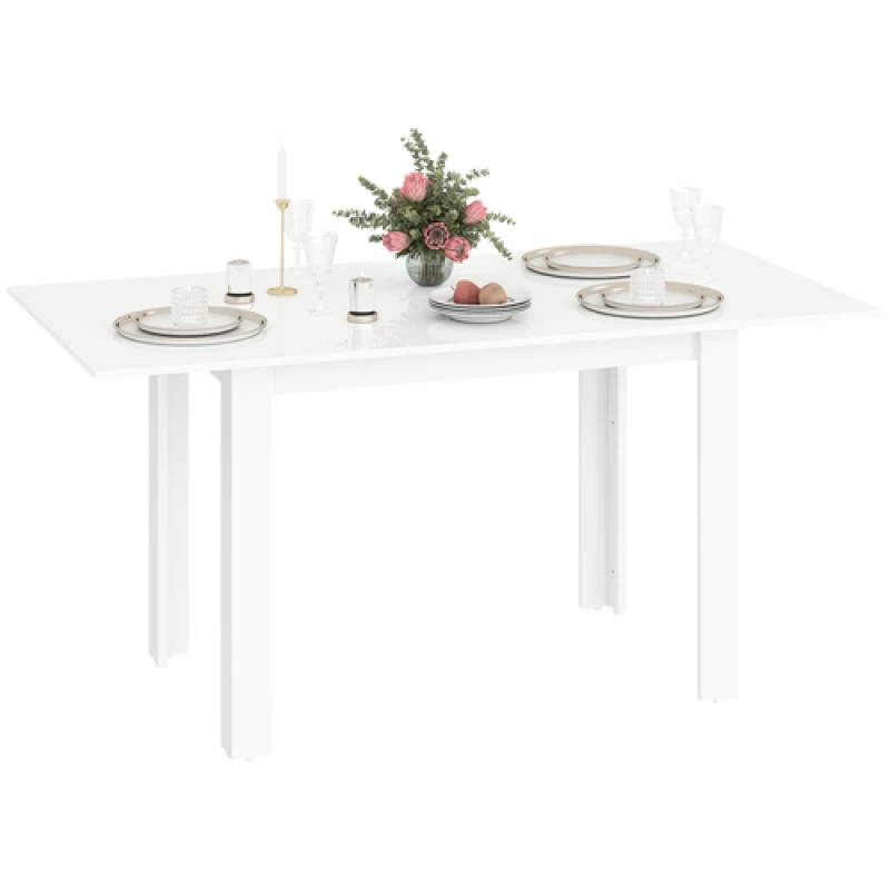 Image of HOMCOM HOMCOM Extendable Dining Table, Seats 4-6 People, High Gloss White White One Size Unisex 5063603569737