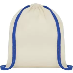 Image of Bullet Oregon Cotton Drawstring Bag (One Size) (Natural/Royal Blue)