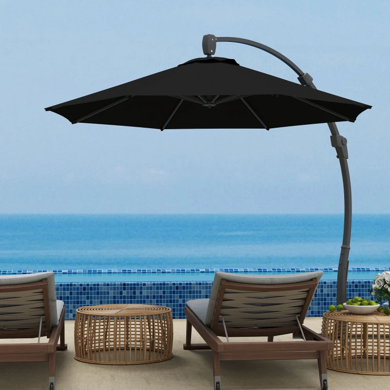 Image of Outsunny 3(m) Garden Cantilever Parasol with Crank Aluminium Frame - Black TJ Hughes 5063603151925