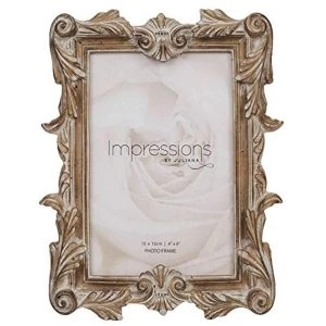 Image of 4" x 6" - Impressions Antique Carved Wood Finish Photo Frame