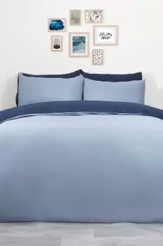Image of Plain Dyed Reversible Duvet Cover Cover with Pillowcase Set
