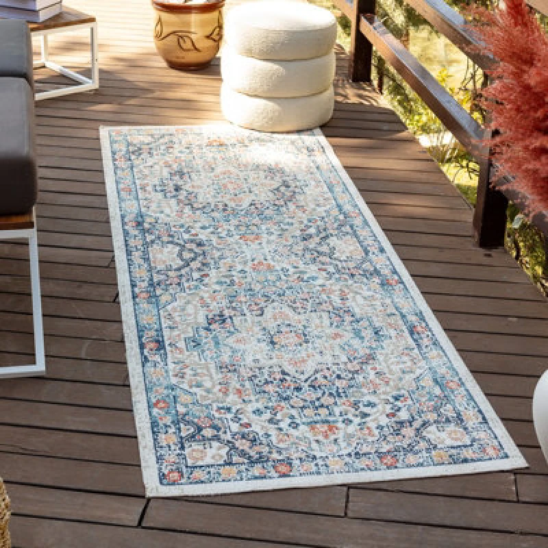 Image of Livabliss In- & Outdoor Oriental Boho Dark Blue Selma Runner Rug 80 X 220 Cm - Easy To Clean, Perfect For Balcony Or Dining Room