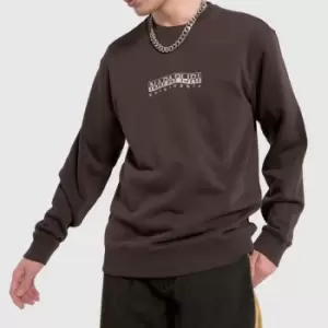 Image of Napapijri Box Crew Neck Sweatshirt In Brown