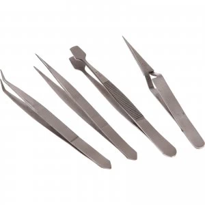 Image of Faithfull 4 Piece Stainless Steel Tweezer Set