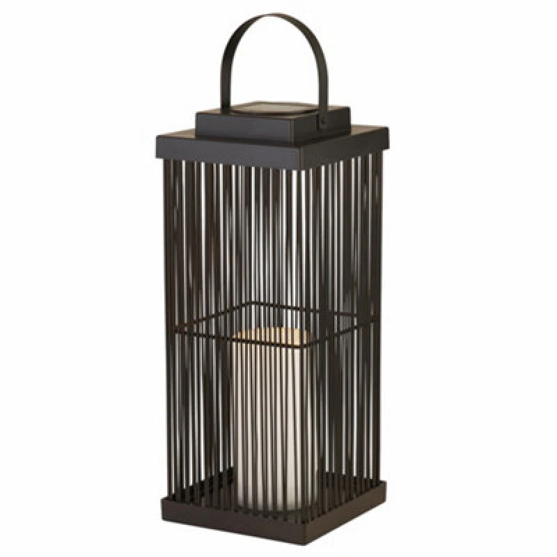 Image of Lighting Collection Large Rattan Solar Outdoor Lantern