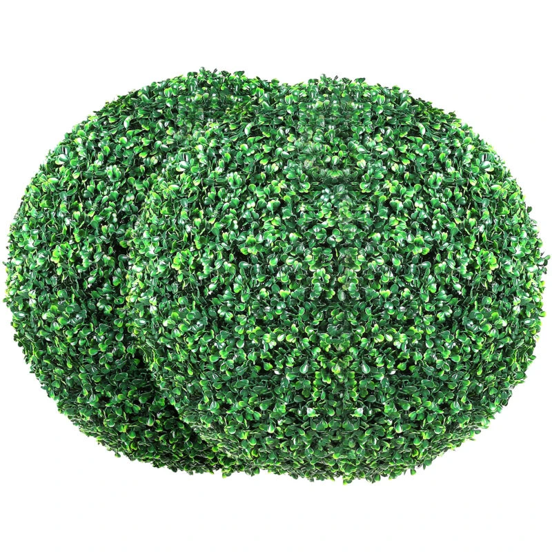 Image of MOPHORN Mophorn - Artificial Boxwood Topiary Trees, 20" Tall (2 Pieces), Ball-Shape Faux Plants, Year-Round Green Decorative Balls for Backyard, Balco