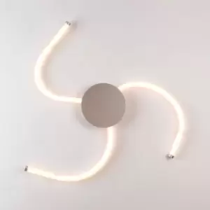 Image of LED 3 Light Flush Ceiling Light with Flexible Polycarbonate Arms Matt Nickel