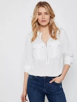 Image of Mint Velvet Utility Zip Front Shirt - Ivory