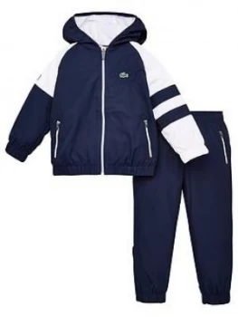 Image of Lacoste Sports Boys Hooded Poly Tracksuit - Navy