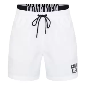 Image of Calvin Klein Medium Double Waistband Swim Shorts - White