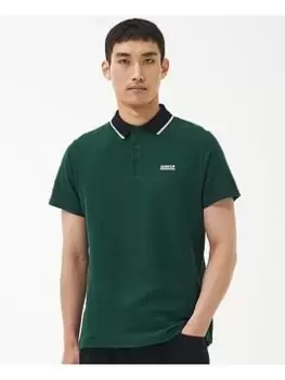Image of Barbour International Crosby Tipped Polo Shirt - Dark Green, Dark Green, Size 3XL, Men