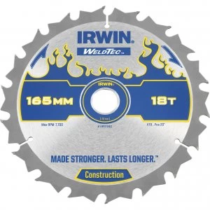 Image of Irwin Weldtec Construction Saw Blade 165mm 18T 20mm