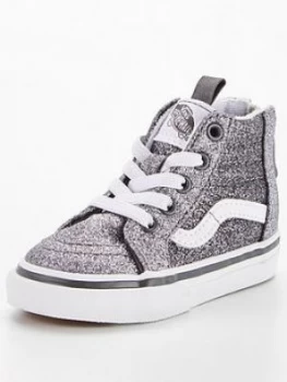 Image of Vans Sk8-Hi Glitter Infant Trainer - Grey/White, Size 4