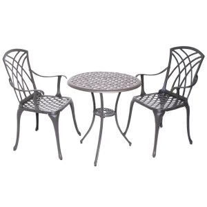 Image of Charles Bentley Metal 2-Seater Bistro Set with Cushions - Bronze