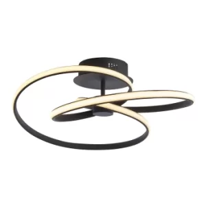 Image of Dune Modern Designer LED Semi Flush Light Swirl Textured Black Finish